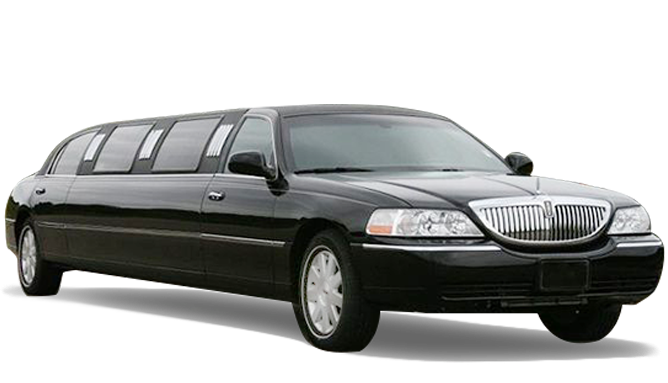 Schwarze Lincoln Town Car Stretchlimousine in Seitenansicht